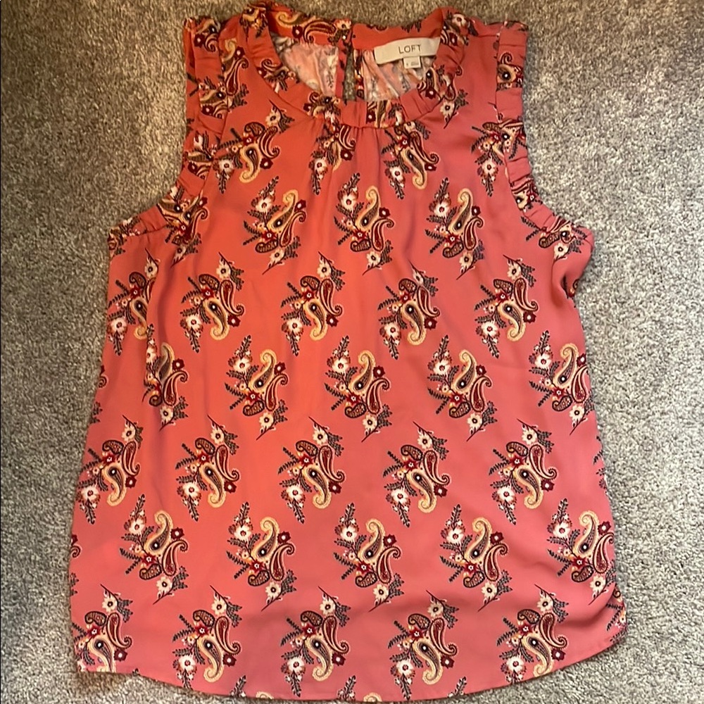 LOFT Pink Sleeveless Blouse Relaxed Fit